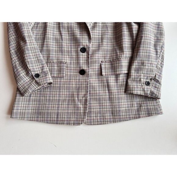 ZARA Grey Multi Check Single Breasted Oversized Boxy Blazer Suit Jacket, Size S - Picture 9 of 14